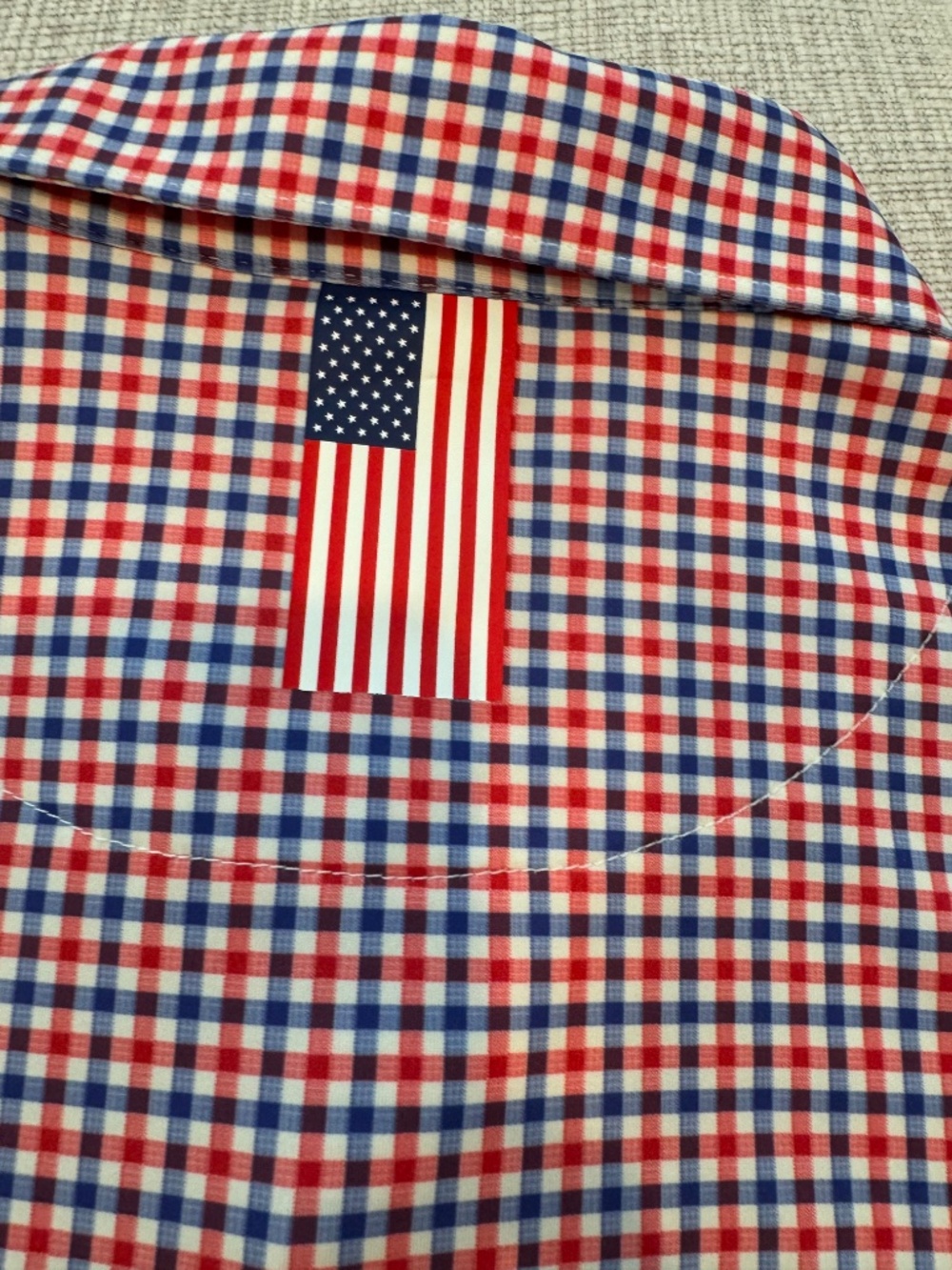 RHOBACK  Mens Patriot Performace Golf Polo American Flag Gingham Plaid M - Picture 10 of 11